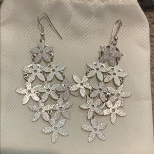 Dangly silver flower earrings